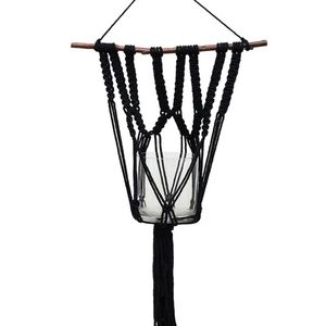 Black macrame Plant holder